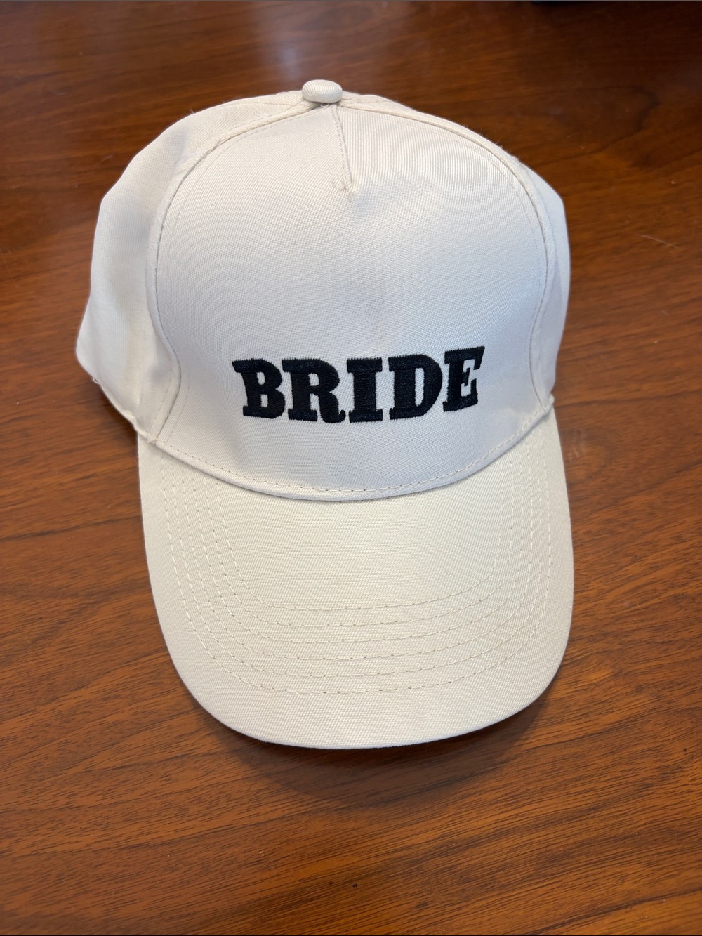 Target White BRIDE Baseball Cap with Black Embroidery